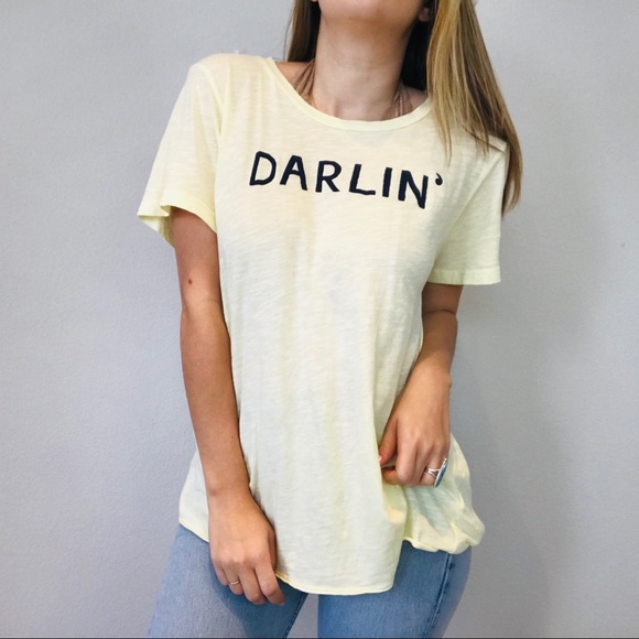 Sundry Tops - Sundry yellow Darlin' open back oversized tee